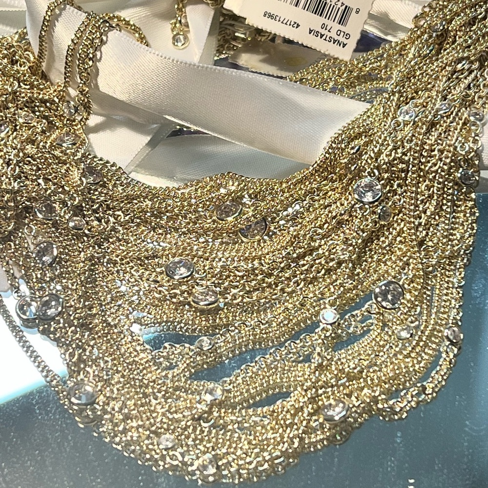 NWT Rare Kendra Scott Anastasia Necklace Yellow Gold Chains & CZ’s Perfect GORG! - Picture 3 of 12